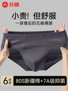 FenTeng Mens Seamless Triangle Underwear Breathable Antibacterial Pure Cotton Large Size Shorts Low Waist Youth Style