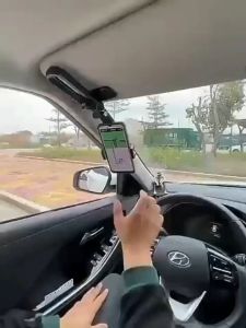 360° Rotatable Car Sun Visor Smartphone Mount ABS Material Dashboard Compatible Waterproof Auto Phone Holder with Rotation Function