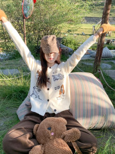 Korean Style Dog Embroidery Sweater Outerwear Casual Laid-back