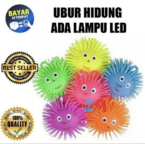 mainan karet Ubur-Ubur Lampu LED Puffer Ball landak bola bisa nyala