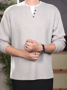 Mens sweater thick and warm winter knitted top loose casual two-piece long sleeved base shirt