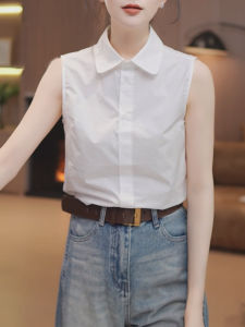 Elegant Sleeveless Shirt Womens Casual Fashion Collar Inner Wear Comfortable Breathable Spring Autumn New Style Top