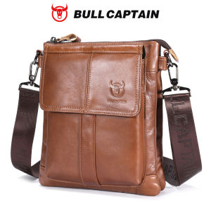 BULLCAPTAIN Mens Genuine Leather Crossbody Bag Large Capacity Multifunctional Top Layer Cowhide Shoulder Bag Fashion Man Bag