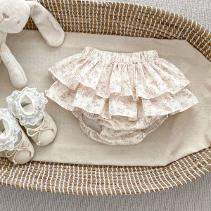 Double Layers Ruffles Lace Baby Skirt Pants Summer Cotton Linen Kids Pettiskirt Toddler Dancing Wedding Clothing Tutu Skirt