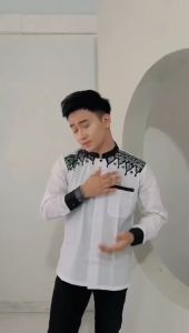 Baju Koko Muslim Motif Akar Lengan Panjang Bordir - Batik Nawa Kartika - Ukuran M L XL - Full Katun Adem Halus Nyaman di Pakai - Toleransi Pengukuran +/- 2cm