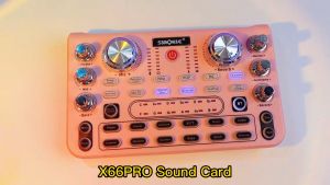 Siborie X66PRO pink soundcard Mixer Bluetooth Sound Card for  phone PC Karaoke Keluarga Audio USB External Siap COD