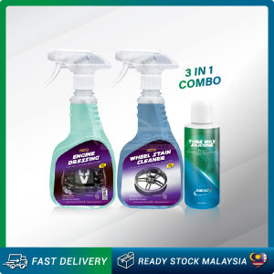 GMD 3 In 1 Engine Bay Dressing Wheels Stain Cleanerand Tyre Wax Silicone For Step Maintain (500ml) [DIY Combo]