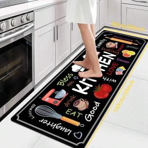 VIKAMA 1/2 pcs Kitchen Printed Floor Mat Durable and Wear-Resistant Home Kitchen Floor Mat Laundry Room Carpet Home Decor