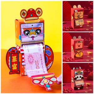 ROLL ATM Design Red Envelope Cartoon Animal Zodiac Year of The Snake Red Pockets Cute with 10 Pcs Savings Film Year Money Pouch for Chinese Year Decoration