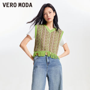 Vero Moda | Áo Dạ Không T Tay Cổ V Thêu Xuyên Thấu Phong Cách Retro