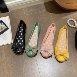 Sandal Flat Shoes Wanita Pita Polkadot Jelly Balance Kasual Korean Style Kekinian COD SPT-84