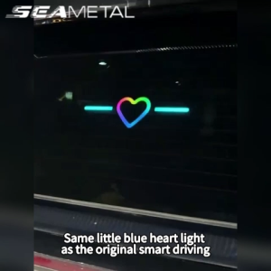 SEAMETAL Solar Powered Car LED Heart Warning Light Type-C Rechargeable Neon Ambient Light for Car Window Glass Universal Auto Decoration