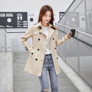 Autumn Outwear Womens Trench Coat Small Man 2023 New Fashion Casual Silm Lace-up Waist-Controlled Slimming Mid Length Long Length