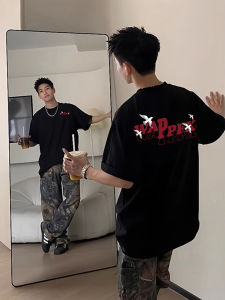 Oversize Cotton T-Shirt Mens Summer Loose Fit Printed Short Sleeve round Neck Classic Style Streetwear Casual Fashion