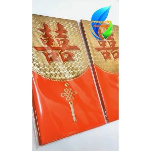 6pcs Thick Long Angpao for WEDDING: Premium Quality Double Happiness Red Envelope Ampao