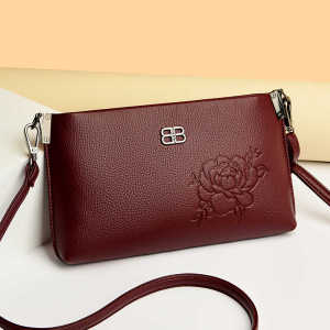 Genuine Leather Crossbody Bag for Middle-Aged Mothers Soft Leather Mobile Phone Bag Single Shoulder Handbag Small Size