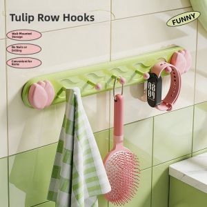 HALEXIONG | Suction Cup Tulip-shaped Powerful Load-bearing Bathroom Door Hanging Rack