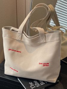 Casual Canvas Tote Bag Womens Spring New Large Capacity Handbag Student Commuter Single Shoulder Bag Korean Style Fashion Bag