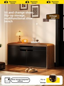 MEISD | Vintage Shoe Change Bench with Storage Wooden