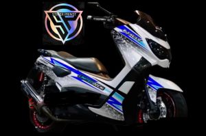 stiker decal nmax old full body motif limited decal biru putih