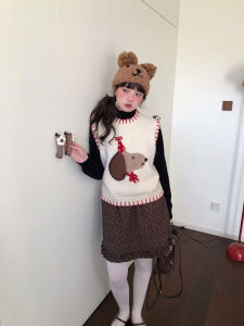 Hey Shan Nai Nai Floral Print A-Line Mini Skirt Womens Early Spring Design Elastic Waist Versatile Slimming Cotton Short Skirt