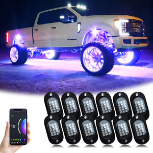 Honalia LED Car Rock Lights RGB Truck Rock Lights Underglow Neon Light Pods with App Control Wheel Well Lights for ATV UTV RZR