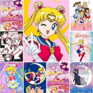 DIY Sailor Moon Anime Cat Moon Pastel Scene Style Diamond Painting Mosaic Handmade Art Exquisite Wall Decoration