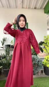 Aira Dress Kids/Gamis Anak Terbaru 2025/Gamis Crinkle Mix Brokat/Dress anak Pesta/Gamis anak couple