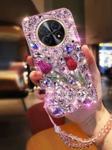 Luxury Rose Full Cover Anti-Fall Diamond Huawei Enjoy 60X Shell Honor X40 X30 X20 Magic 5 4 3 pro Protective Case Fashionable Eco-Friendly