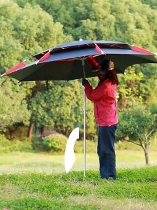 Large fishing umbrella outdoor beach fishing camping vacation lightweight and durable rainproof and windproof adjustable 360° outdoor parasol stall picnic sunscreen