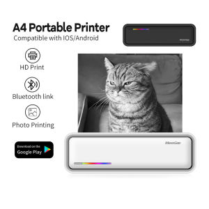 MeeGoo Portable A4 Printer 200DPI Wireless Bluetooth Inkless Thermal Printer for Travel Business