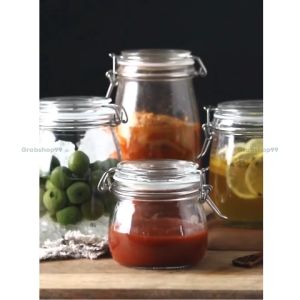 Balang Kaca Kedap Udara Berpenutup Clear Glass Canister Jar Air-tight Leak-proof with Lid- Ikea Style Storage Bottle