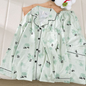 Couple Pajamas Women with Chest Pad Spring and Autumn Long Sleeves Ice Silk Suit Cute Cinnamoroll Babycinnamoroll Artificial Silk Mens Home Wear