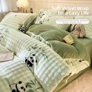 NAIYOUCHENG | Thick Coral Velvet Four-Piece Bedding Set
