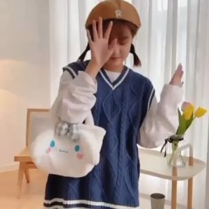 Handbag Tas Buku Totebag Klip Motif Boneka Bahu Bahan Bulu halus Anak Sekolah Cewek Jalan2 Handle Bag Cute