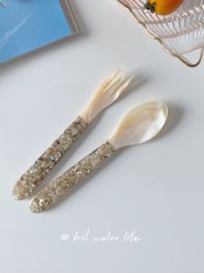 Retro Vỏ Lớp Ngoài Bộ Muỗng Nĩa Tay Cầm Hoa Cho Trà Chiều Bánh Ngọt Món Tráng Miệng Nĩa Nhỏ Hi Colorlife Phong Cách Hàn Quốc Dụng Cụ Ăn