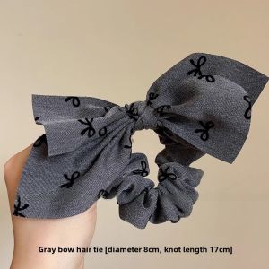 Grey Scarf Butterfly Knot Hair Ties Women High End Large Elastic Hair Bands Fashionable Hair Accessories Korean Style Hair Bands