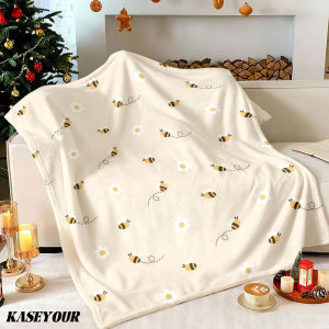 Beast Kingdom | Whimsical Bee Daisy Winter Summer Flannel Blanket Throw Fleece Soft Fuzzy Plush Cozy Fleece Blankets for Sofa Ideal Gifts