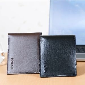 Men Wallet Bifold PU Leather Fold Over Short Style Classic Black Coffee 11.8 x 9.7 x 2.0cm
