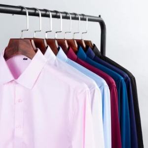 2024mens cổ điển Áo sơ mi rắn màu đen trắng xanh xám đỏ hồng Chemise Homme nam kinh doanh giản dị áo sơ mi dài tay