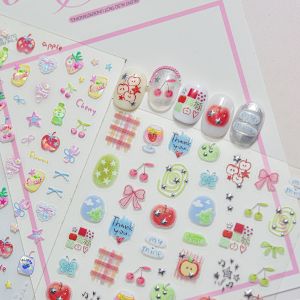 OIMG | Cute Fruit Nail Stickers Colorful Cherry Lemon Bows Stars Nails 3D Decoration Stickers Self-adhesive Summer Nail Art Sticker DIY