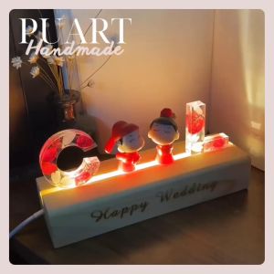 QUÀ TẶNG HANDMADE. Đèn ngủ hoa khô chữ cái làm sẵn quà tặng đám cưới dành cho cặp đôi quà tặng tình yêu độc đáo (Chữ theo yêu cầu)