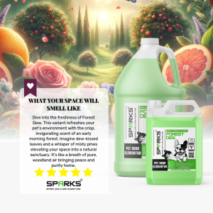 B1T1 Sparks Pet: FOREST DEW Enzyme Pet Deodorizer & Odor Neutralizer for Dog & Cat Mess (1 Gallon)