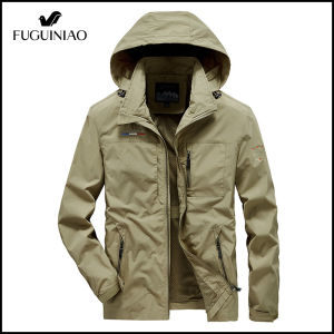 FUGUINIAO Mens Hoodie Jacket Waterproof Sports Mountaineering Camping Mountaineering Windbreaker