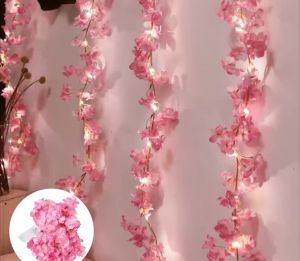 2M 20LEDs Cherry Blossom String Light Garland Artificial Flower Vines Fairy Lights for Bedroom Wedding Party Holiday Decoration