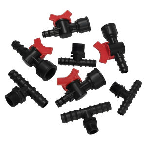 1/2" 3/4" Garden Irrigation Valve & Tee Connector Plastic Water Flow Control Switch for 16/20mm PE Pipe Drip Irrigation System