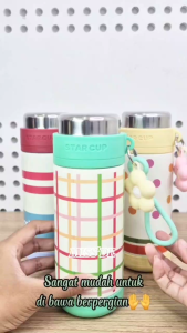 BOTOL TUMBLER 500ML STAINLESS STEEL TAHAN PANAS DINGIN / BOTOL MINUM AESTHETIC / STAR CUP TUMBLER WITH FLOWERS