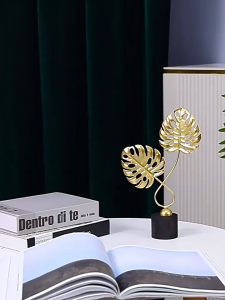 Modern Simple Golden Iron Leaf Ornaments Living Room TV Cabinet Wine Cabinet Handicrafts Furnishings Home Art Decoration