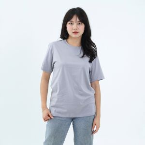 Kaos Polos Wanita Oneck Lengan Pendek Bahan Katun Combed 30s Warna Light Gray
