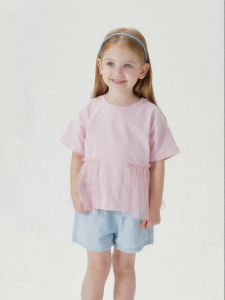 Marc&Janie | Spliced Mesh Loose Short Sleeve T-Shirt for Girls